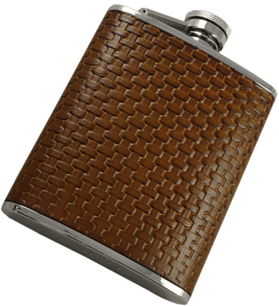 Cross Weave Hip Flask (Brown)