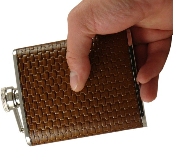 Cross Weave Hip Flask (Brown)