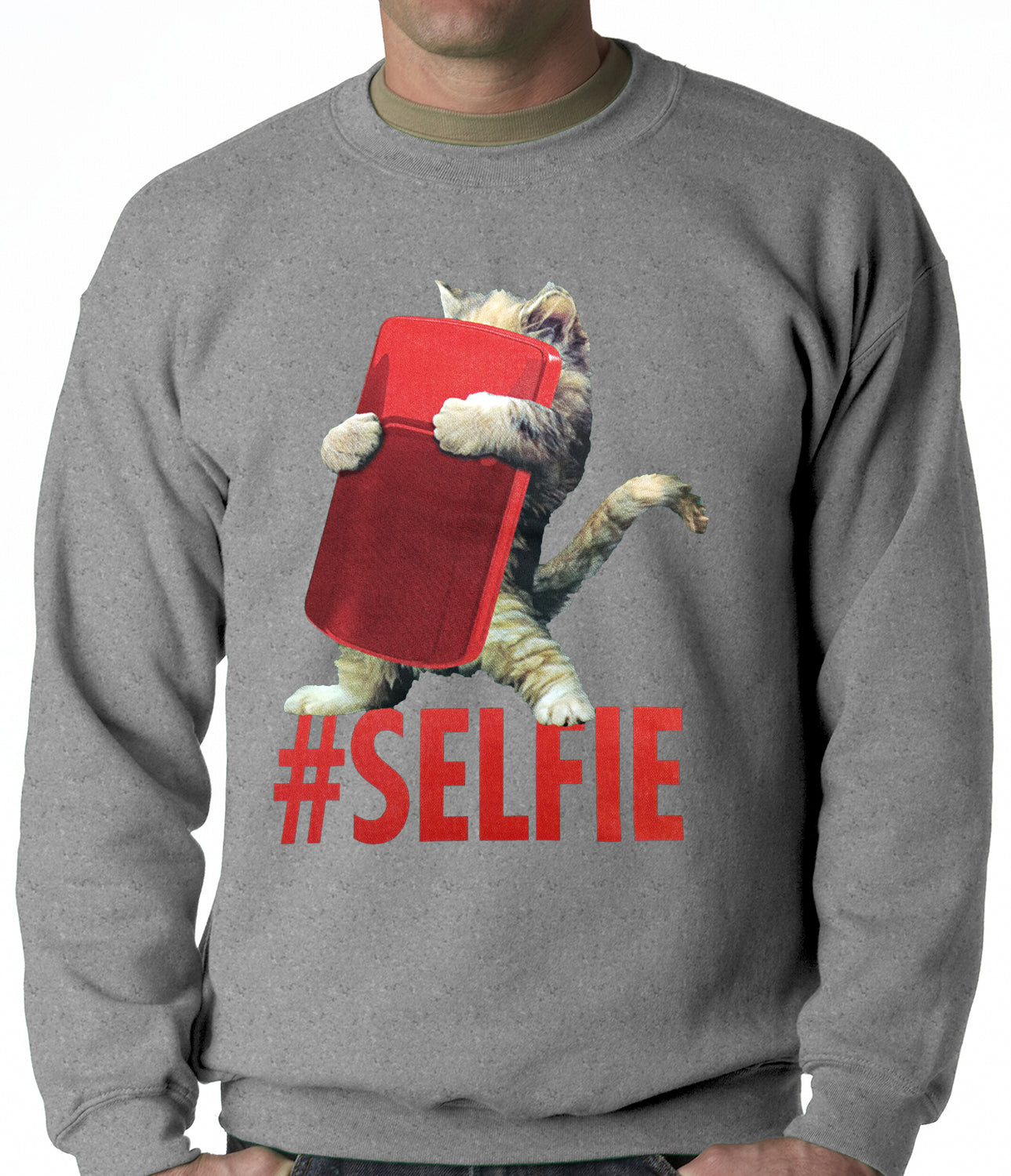 Cute #Selfie Kitten Adult Crewneck