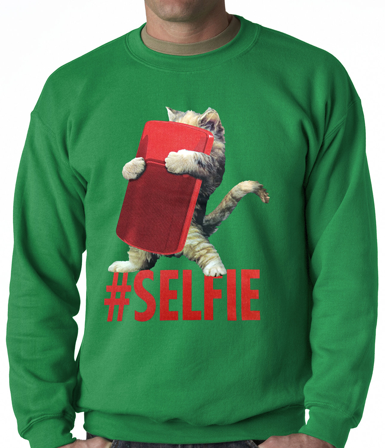 Cute #Selfie Kitten Adult Crewneck