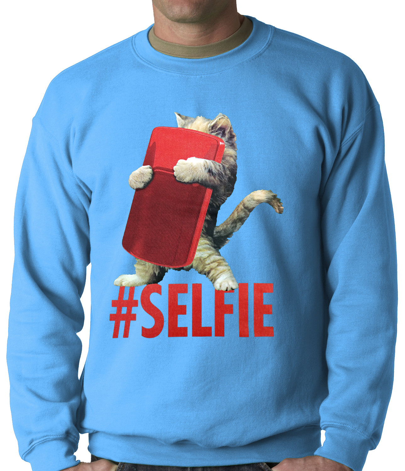 Cute #Selfie Kitten Adult Crewneck