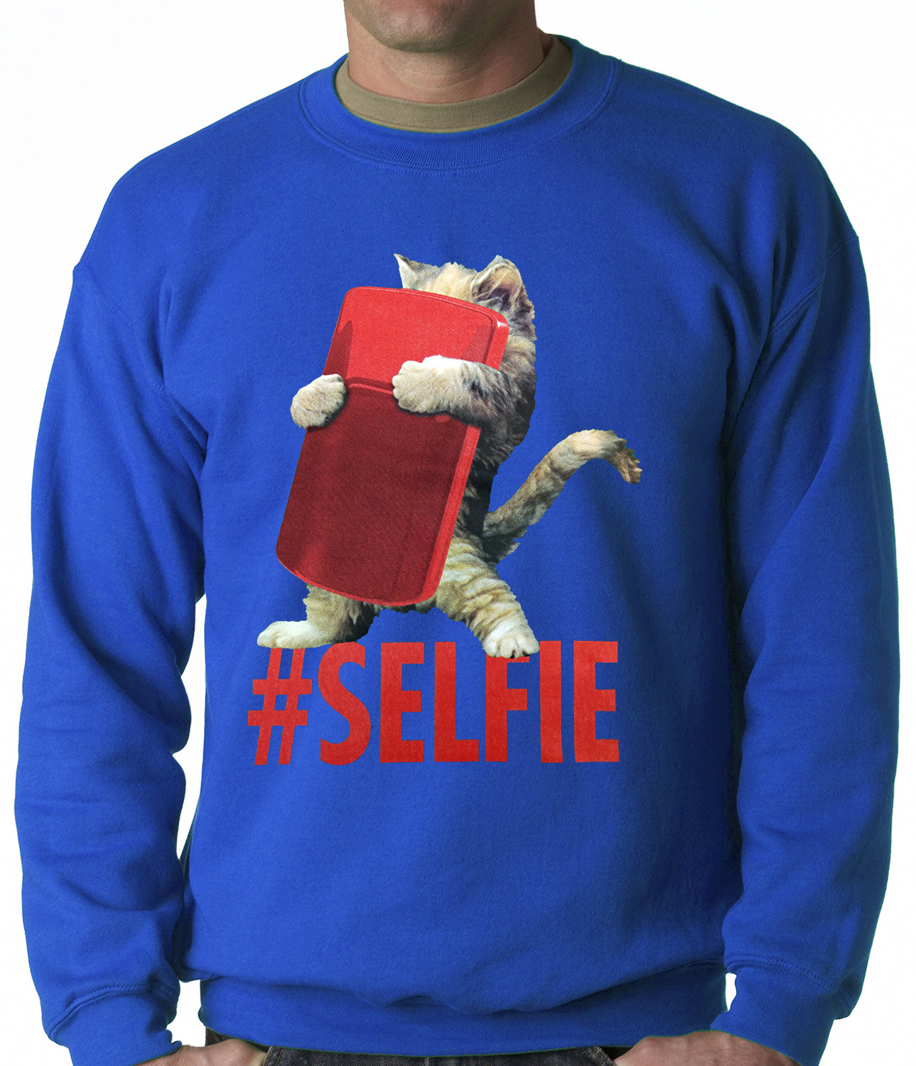 Cute #Selfie Kitten Adult Crewneck