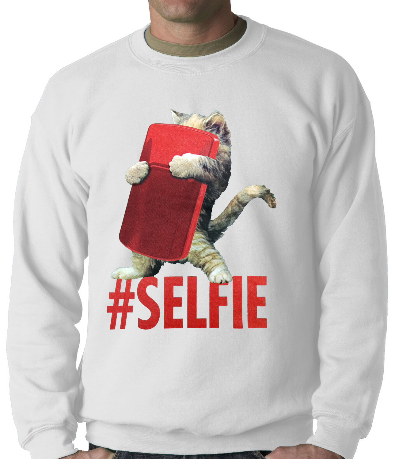 Cute #Selfie Kitten Adult Crewneck
