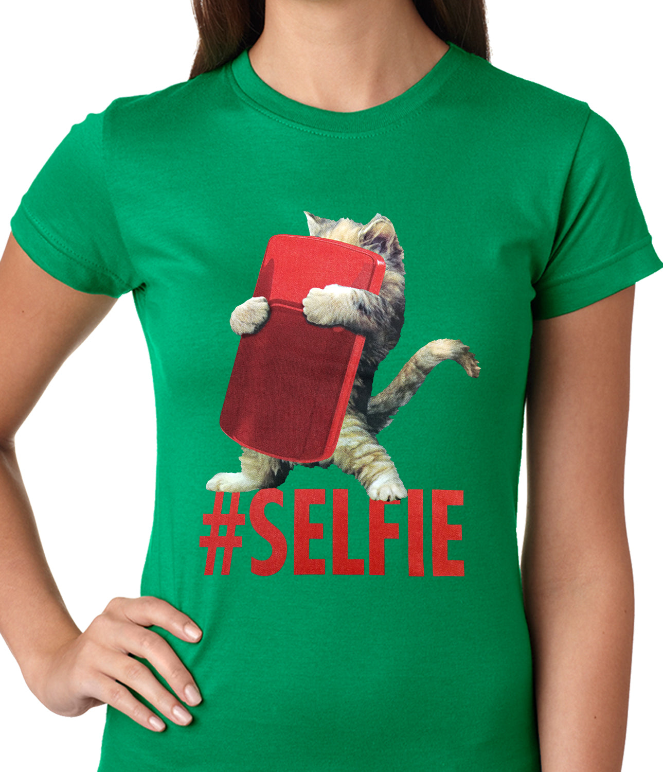 Cute #Selfie Kitten Ladies T-shirt