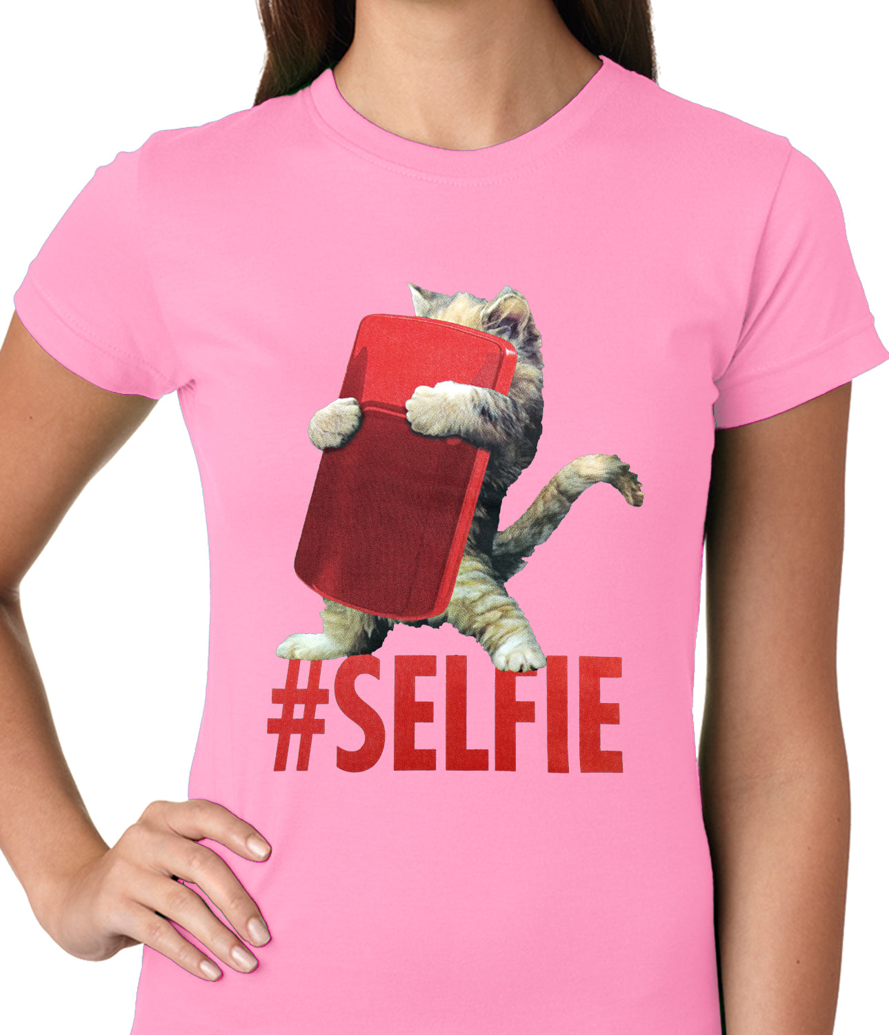 Cute #Selfie Kitten Ladies T-shirt