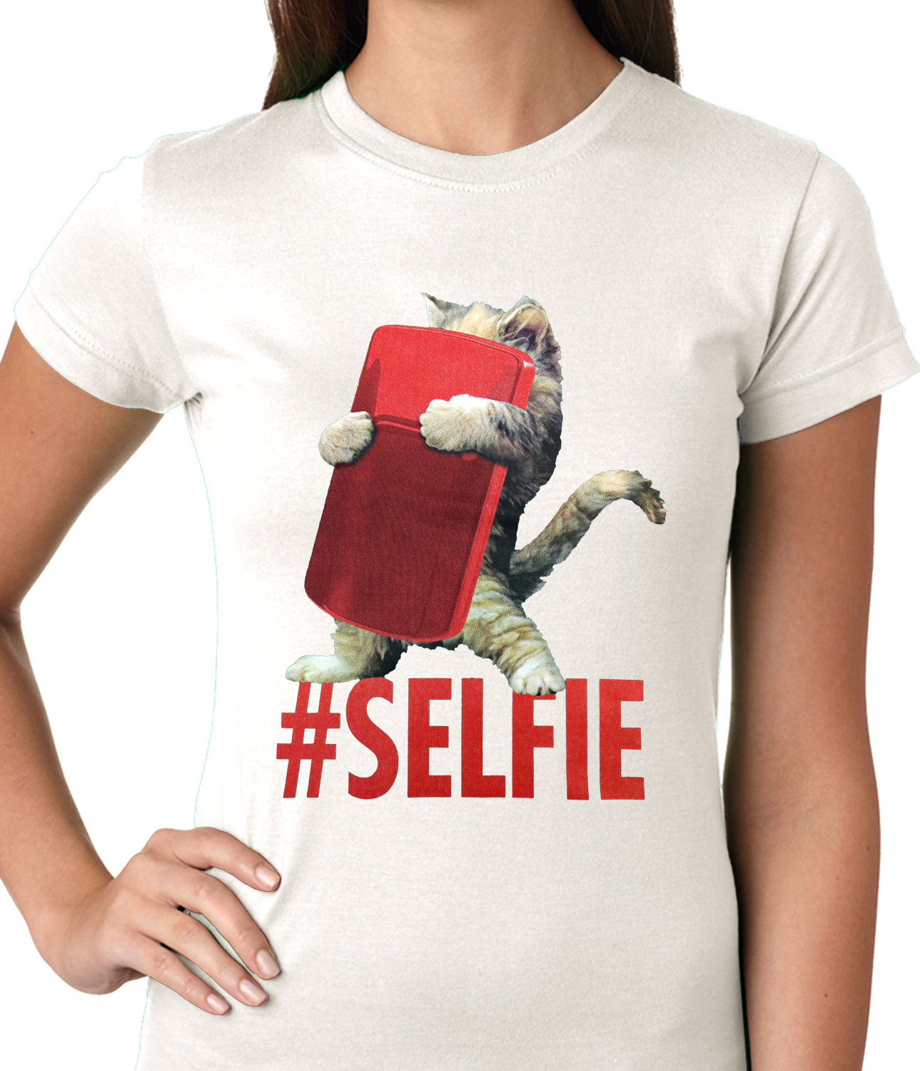 Cute #Selfie Kitten Ladies T-shirt
