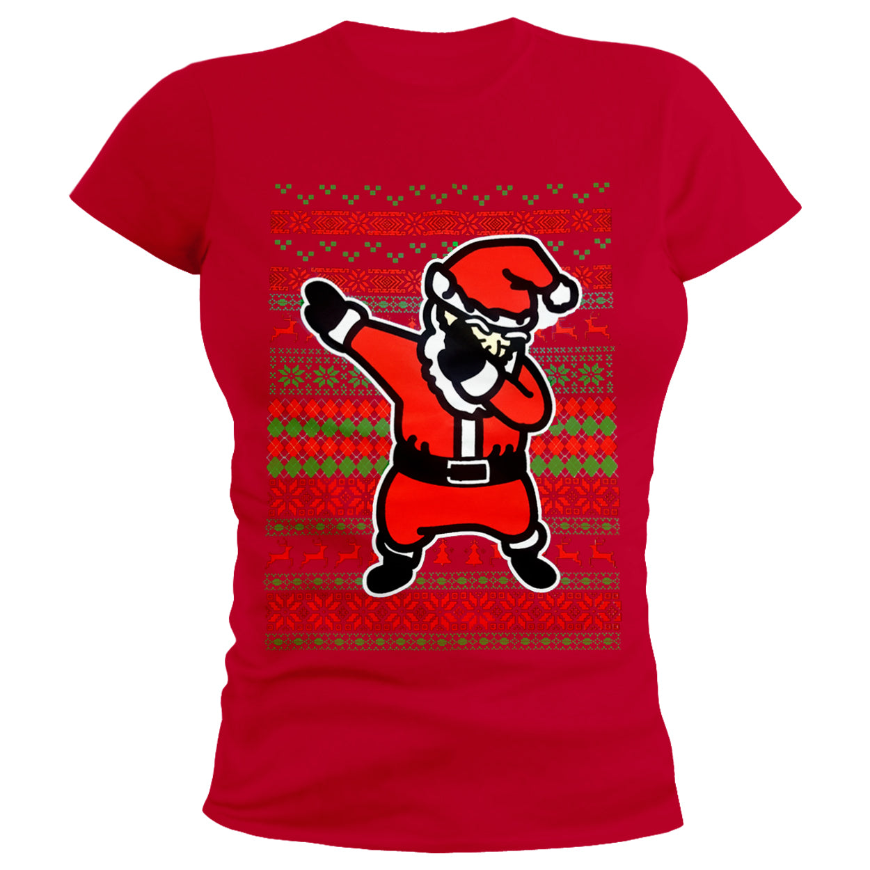 Dabbing Santa Ugly Christmas Ladies T-shirt