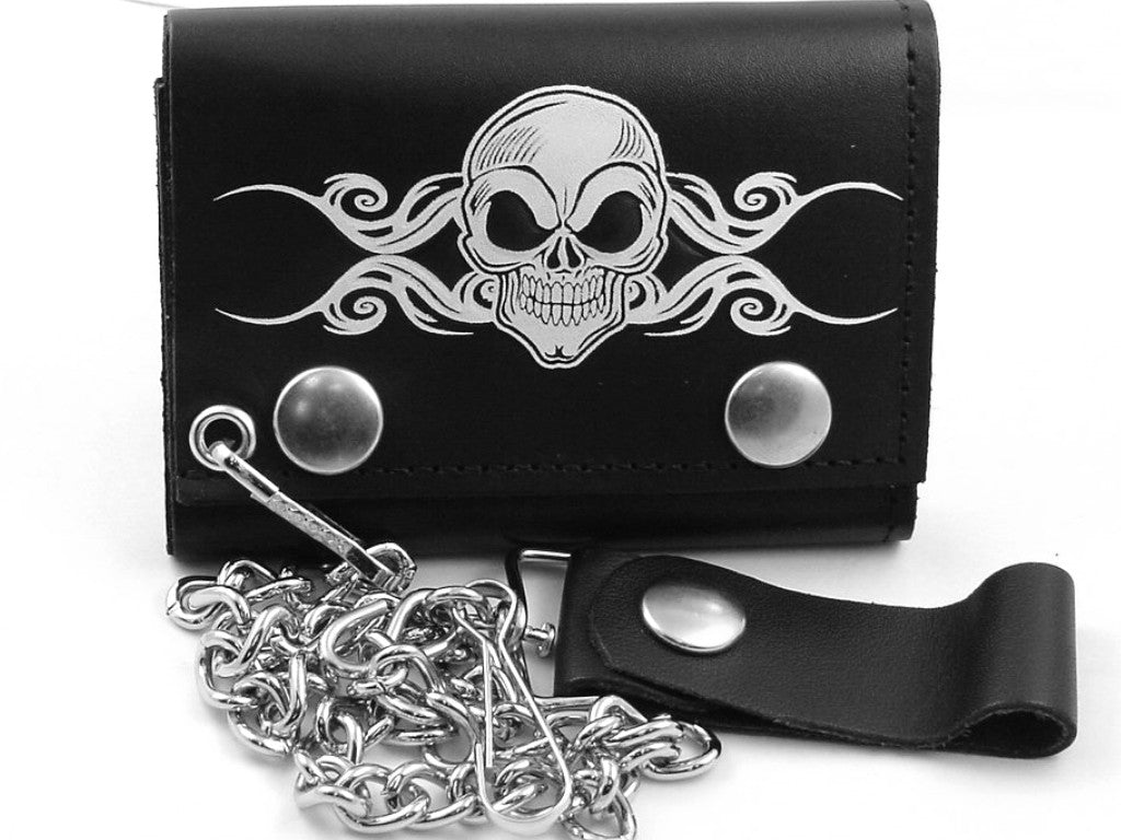Death Skull Genuine Leather Chain Wallet