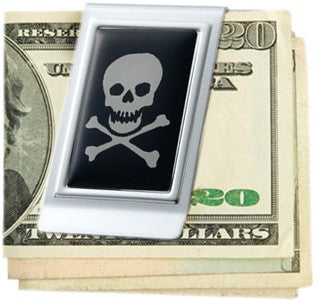 Deluxe Chrome Skull -n- Cross Bones Money Clip