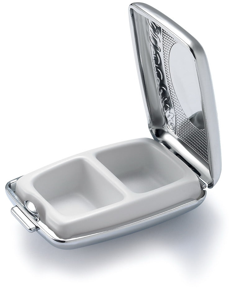 Designer Polished Chrome 2 Compartment Pill Box