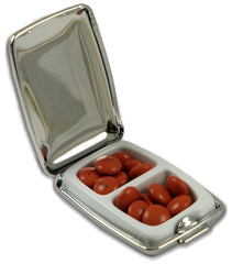 Designer Polished Chrome 2 Compartment Pill Box