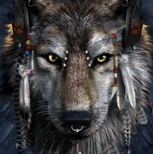 DJ Fen Wolf Big Face Men's T-Shirt