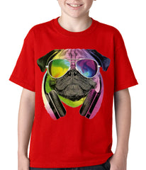 DJ Pug Kids T-shirt Red