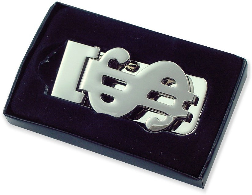 Dollar Sign Hinged Money Clip (Silver)