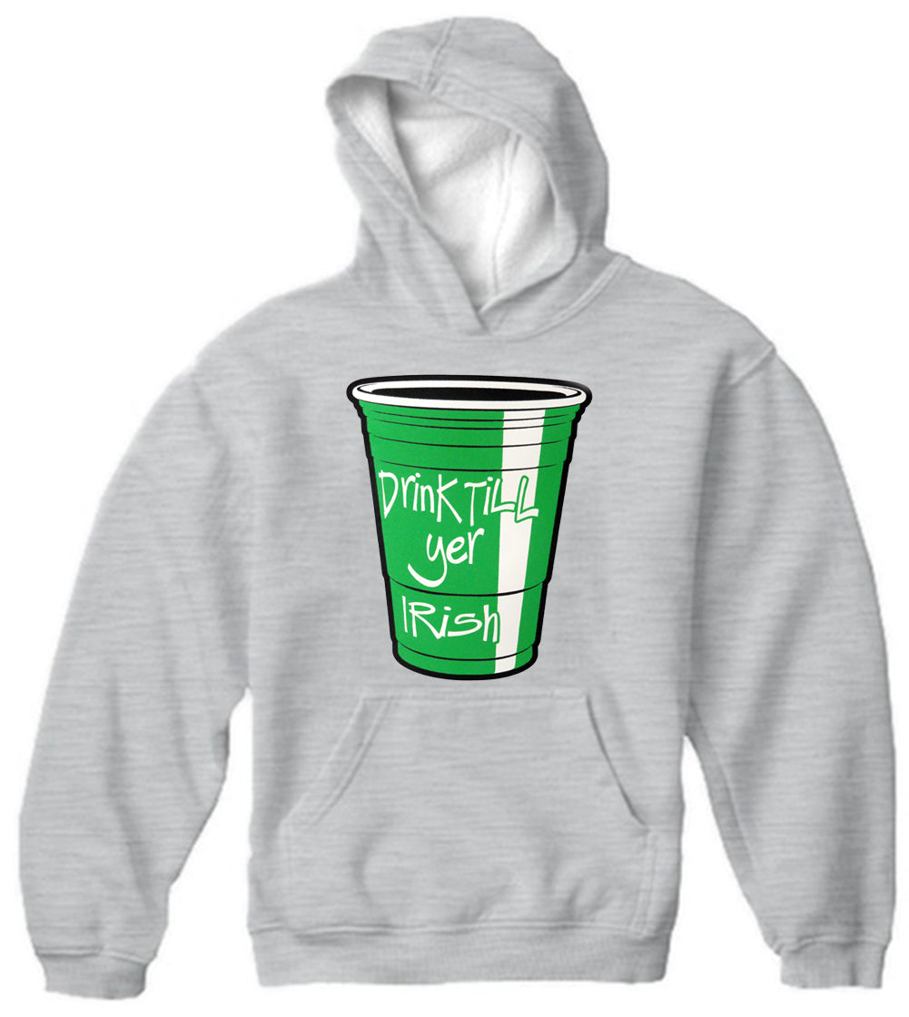 Drink Till Yer Irish Green Cup Adult Hoodie