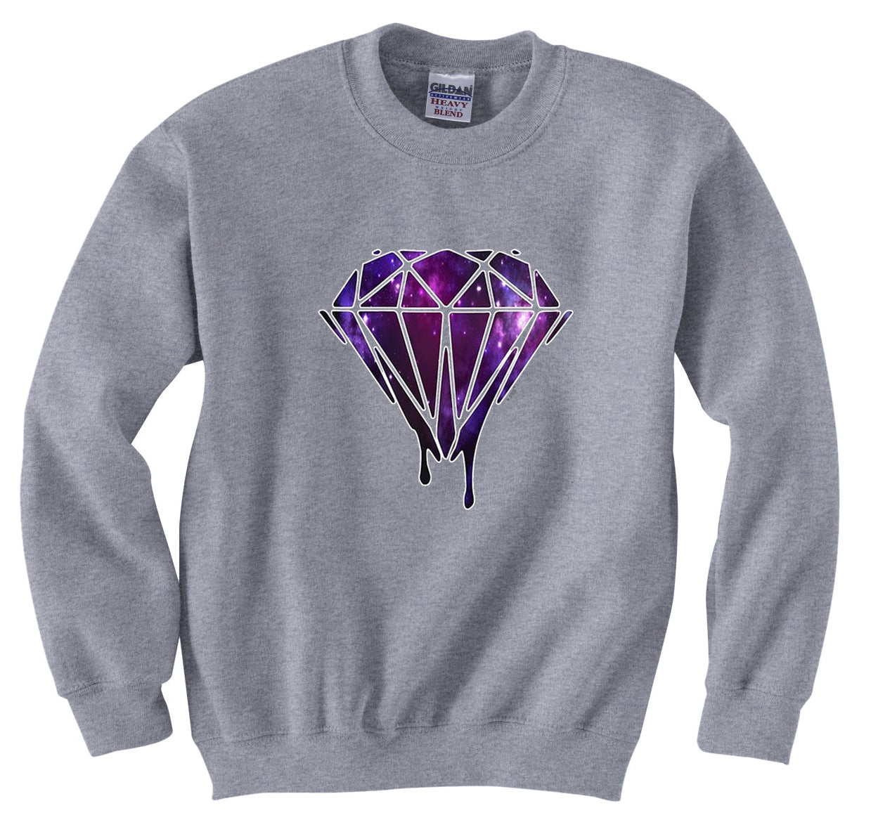 Dripping Purple Galaxy Diamond Crew Neck Sweatshirt