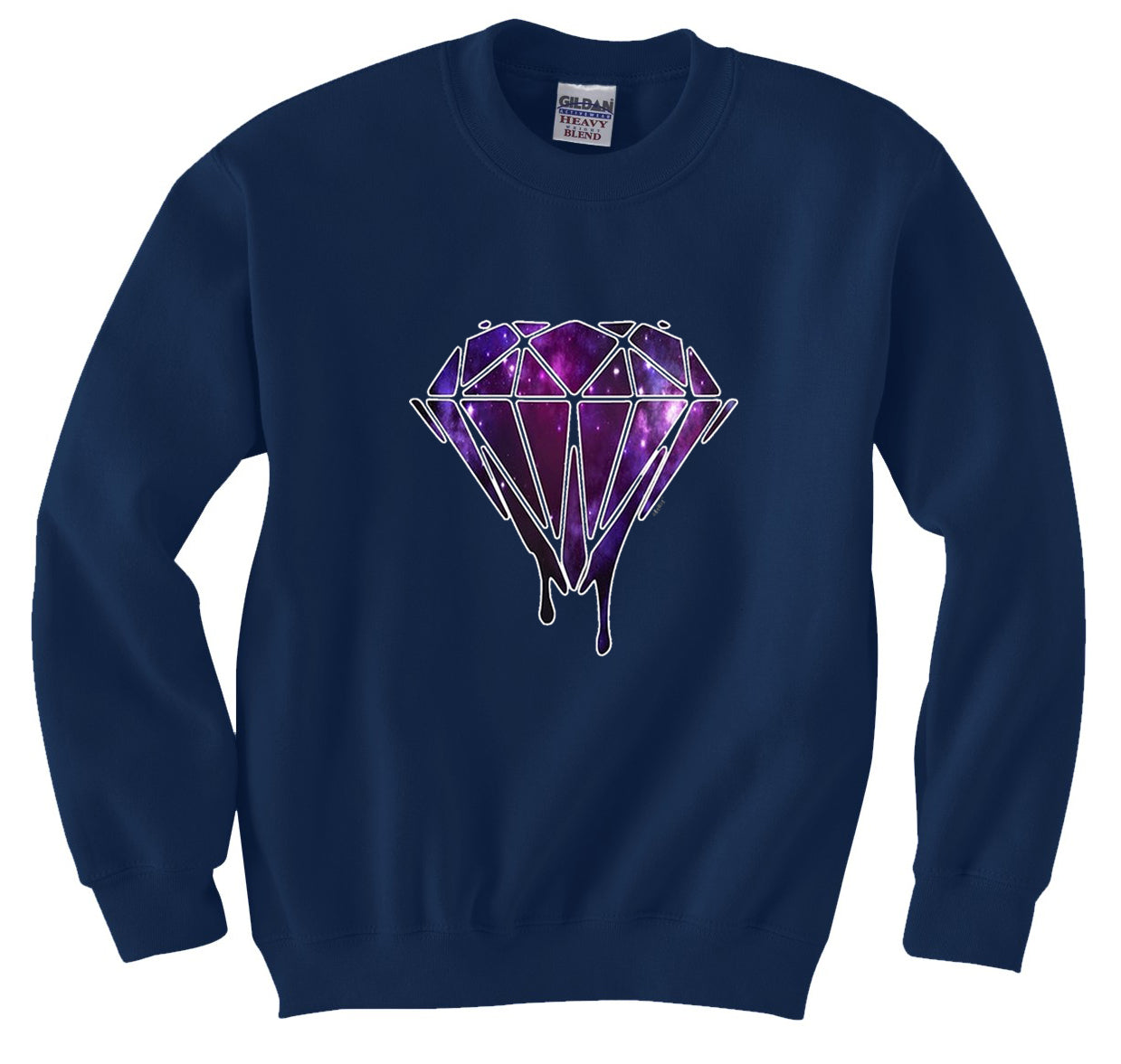 Dripping Purple Galaxy Diamond Crew Neck Sweatshirt