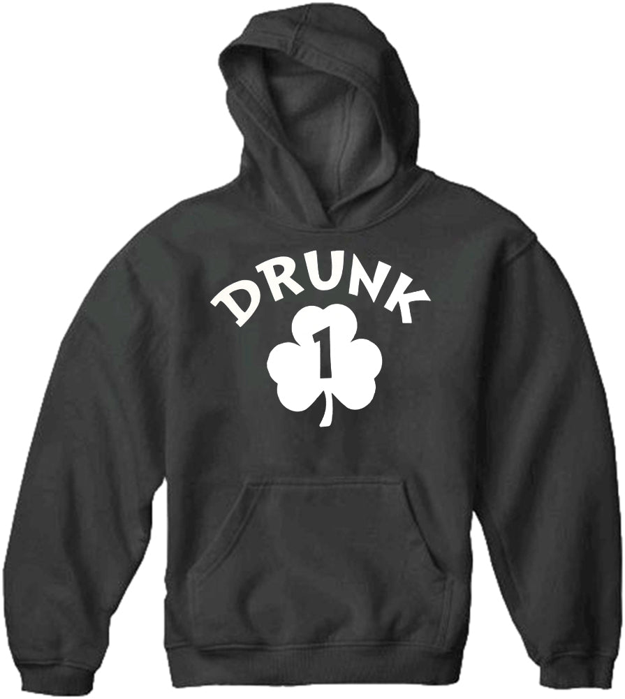 Drunk 1 Irish Shamrock Adult Hoodie