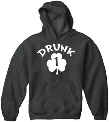 Drunk 1 Irish Shamrock Adult Hoodie