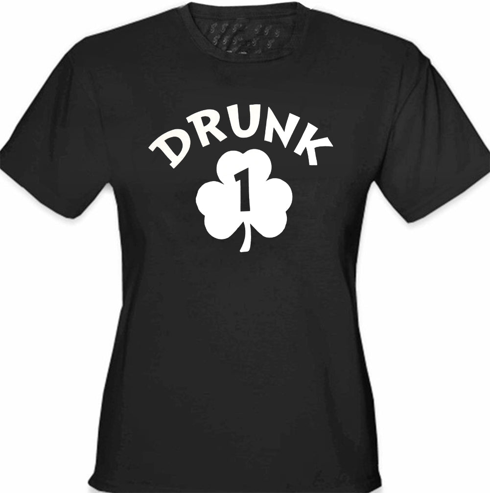 Drunk 1 Irish Shamrock Girl's T-Shirt