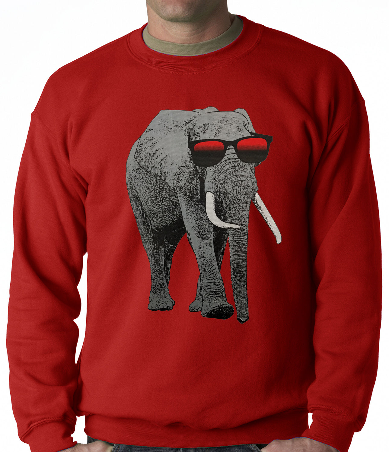 Elephant Wearing Sunglasses Adult Crewneck