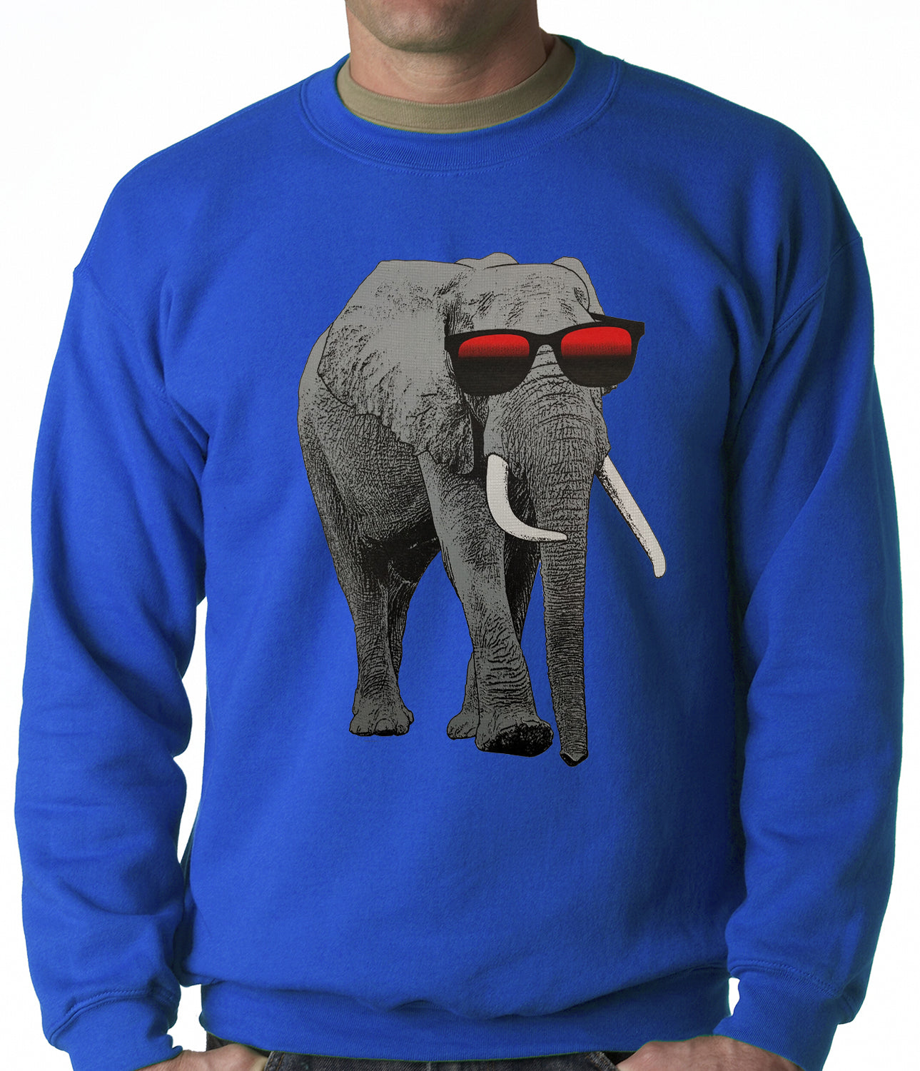 Elephant Wearing Sunglasses Adult Crewneck