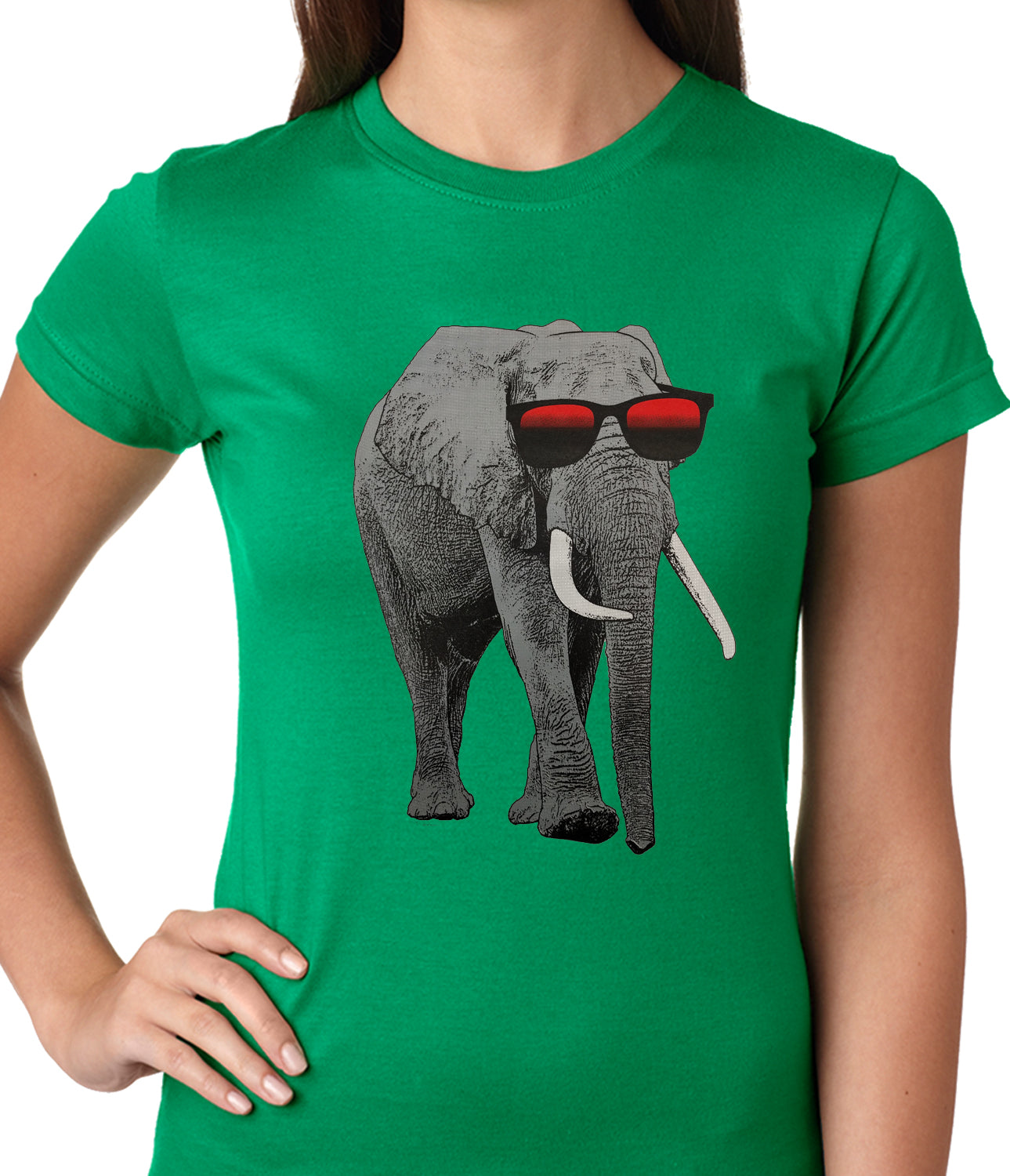 Elephant Wearing Sunglasses Ladies T-shirt