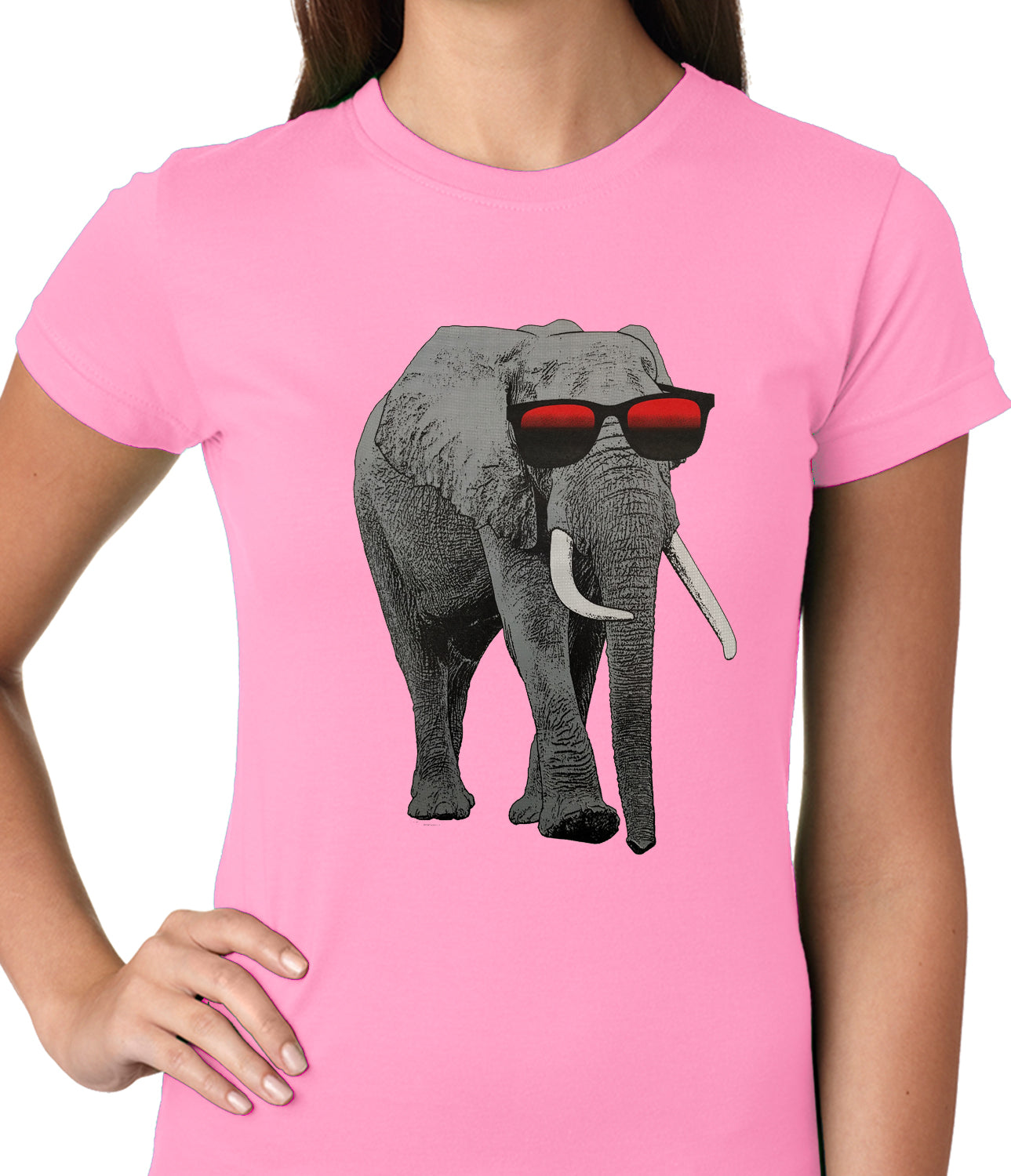 Elephant Wearing Sunglasses Ladies T-shirt