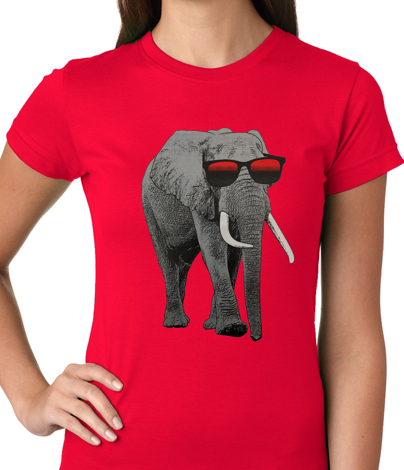 Elephant Wearing Sunglasses Ladies T-shirt