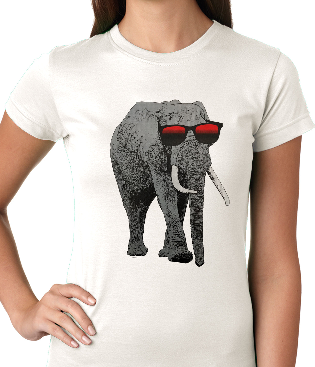 Elephant Wearing Sunglasses Ladies T-shirt