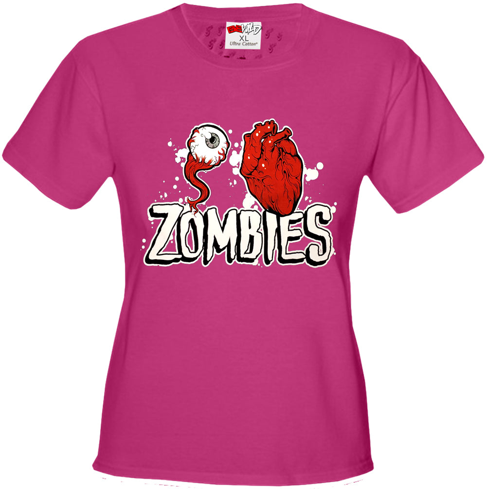 Halloween Costume T-shirts - Eye Heart Zombies Girls T-shirt