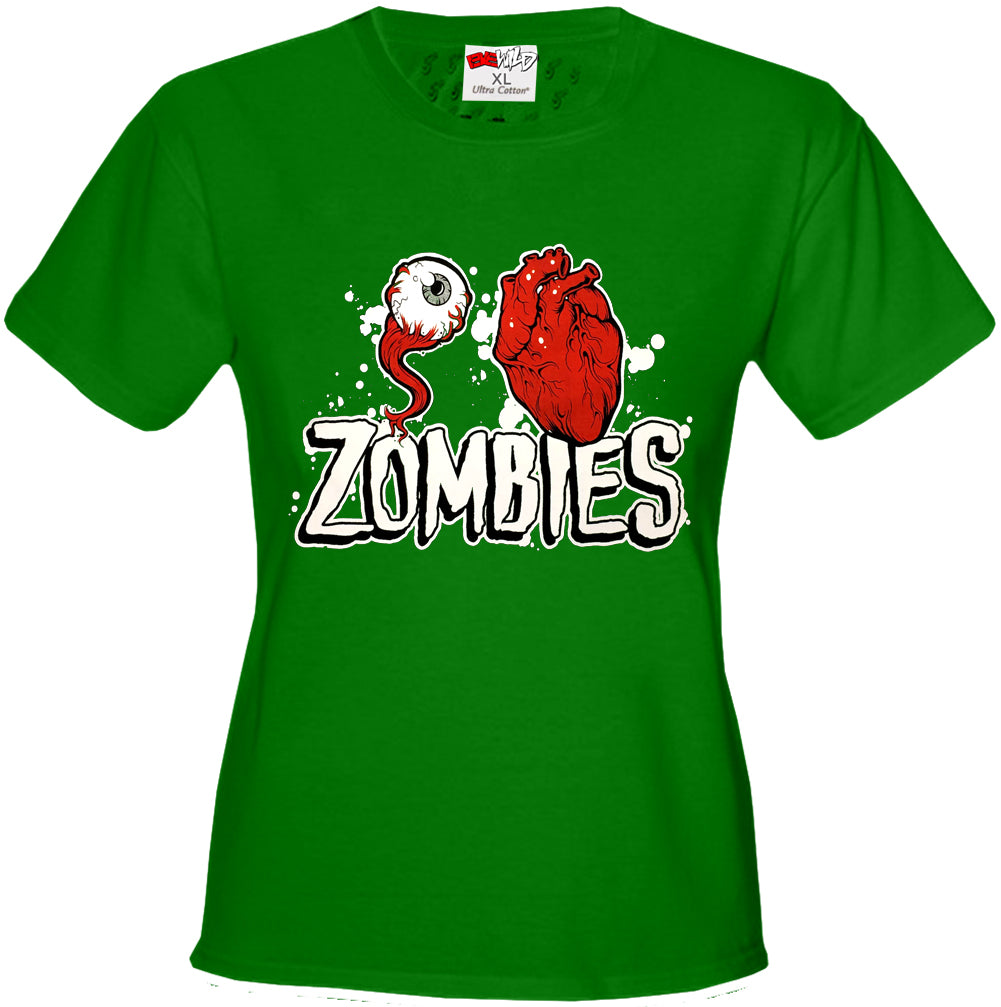 Halloween Costume T-shirts - Eye Heart Zombies Girls T-shirt