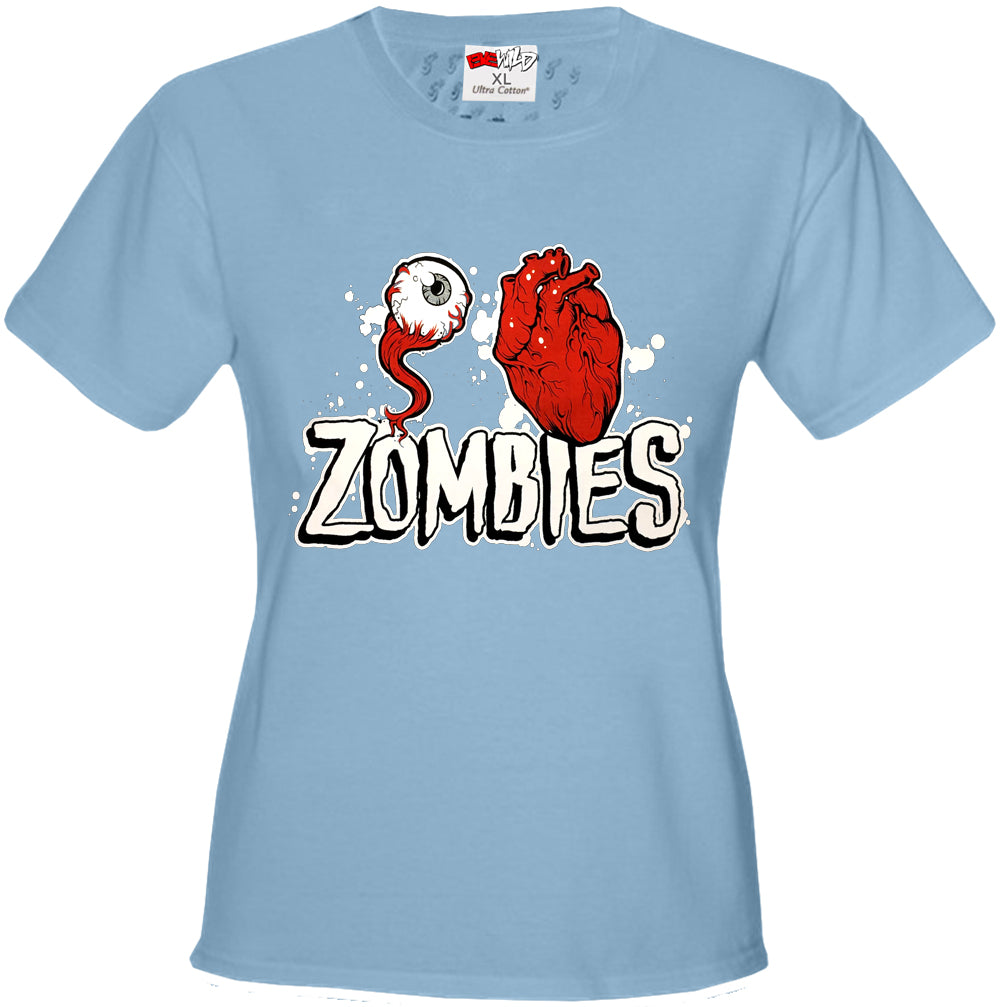 Halloween Costume T-shirts - Eye Heart Zombies Girls T-shirt