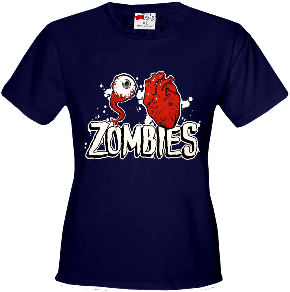 Halloween Costume T-shirts - Eye Heart Zombies Girls T-shirt