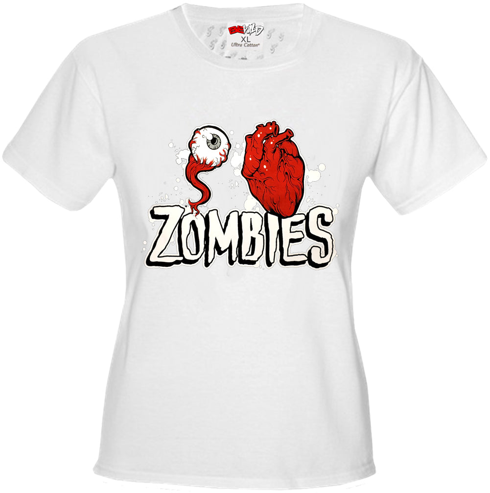Halloween Costume T-shirts - Eye Heart Zombies Girls T-shirt