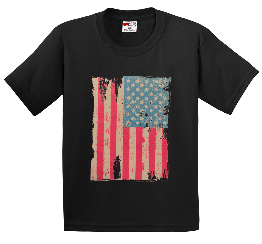 Faded and Distressed American Flag with Hot Pink Stripes Men's T-Shirt