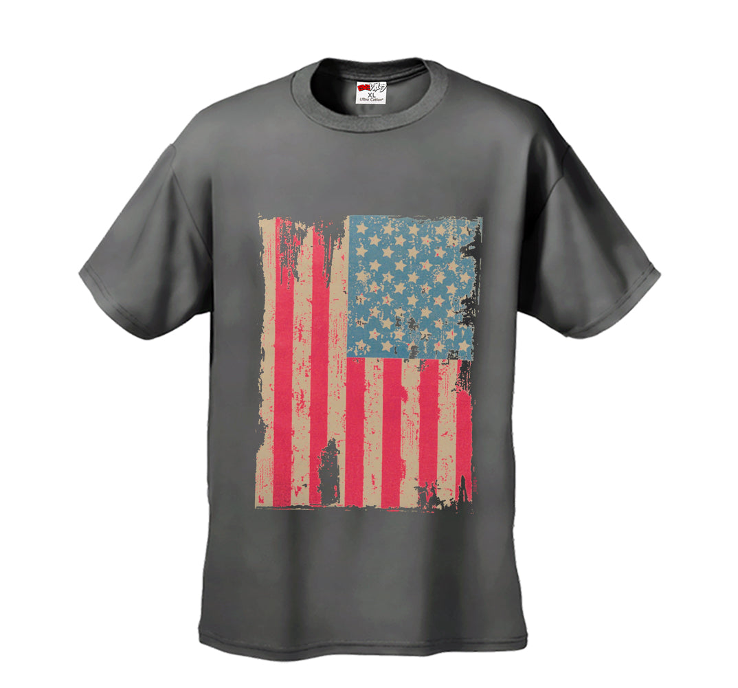 Faded and Distressed American Flag with Hot Pink Stripes Men's T-Shirt