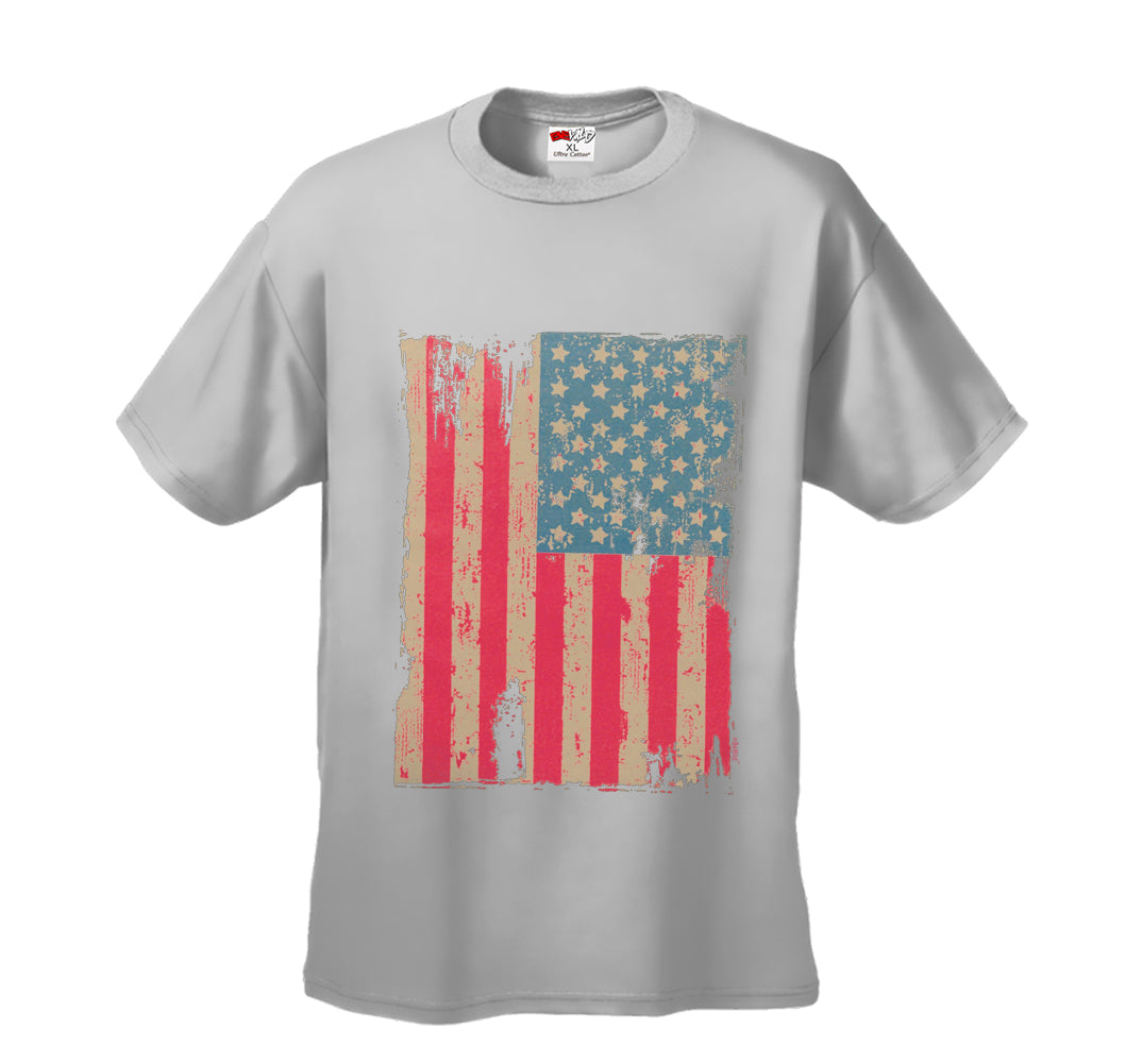 Faded and Distressed American Flag with Hot Pink Stripes Men's T-Shirt