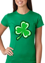 Flashing Light Up Shamrock Ladies T-Shirt (Kelly Green)