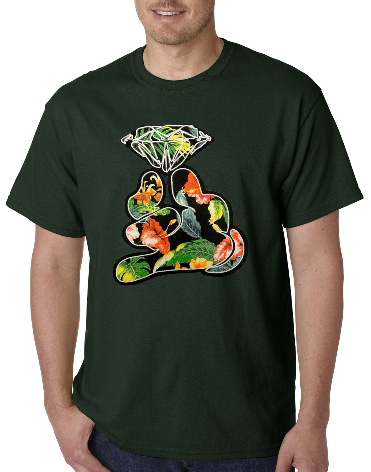 Floral Cartoon Diamond Hand Mens T-shirt