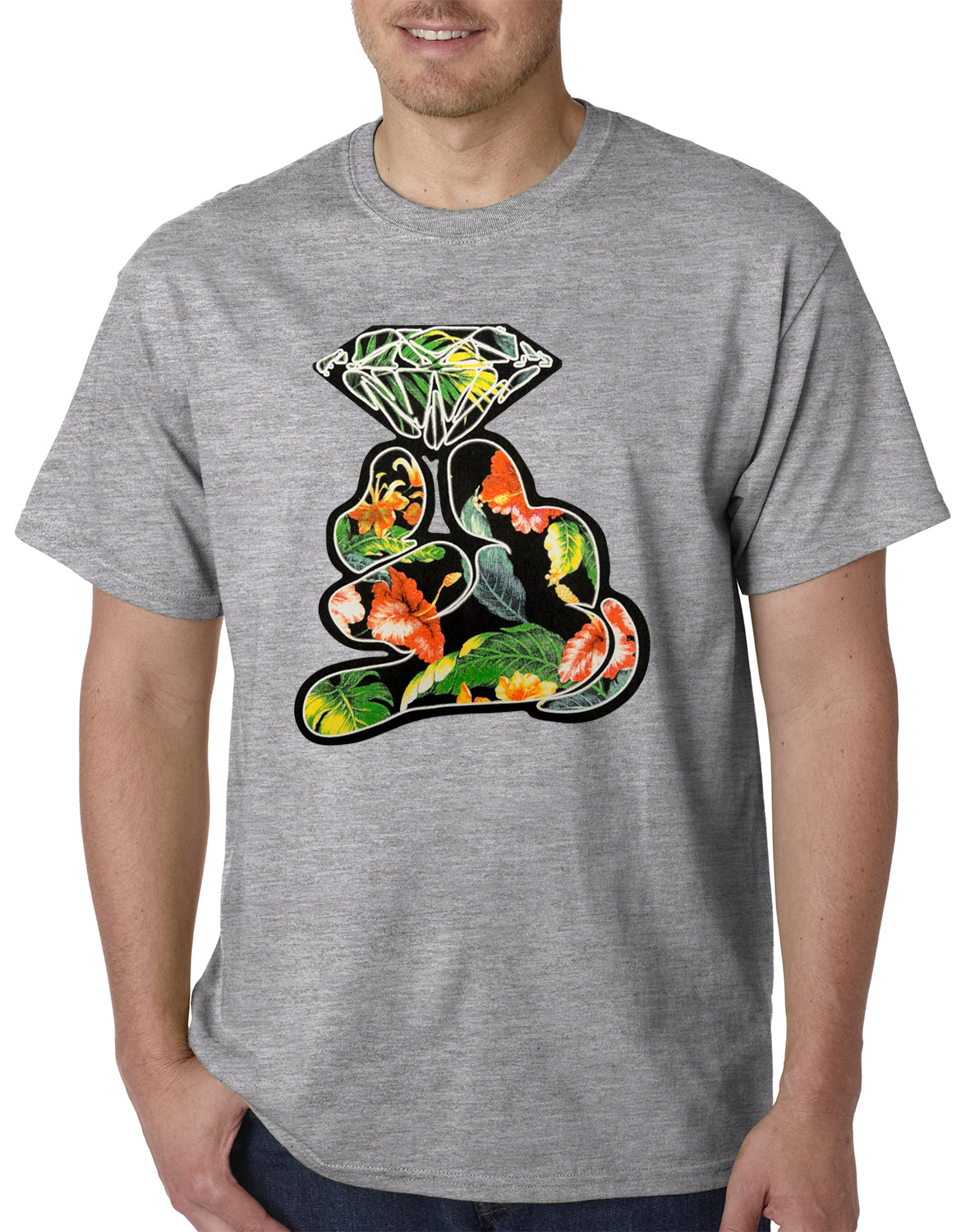 Floral Cartoon Diamond Hand Mens T-shirt