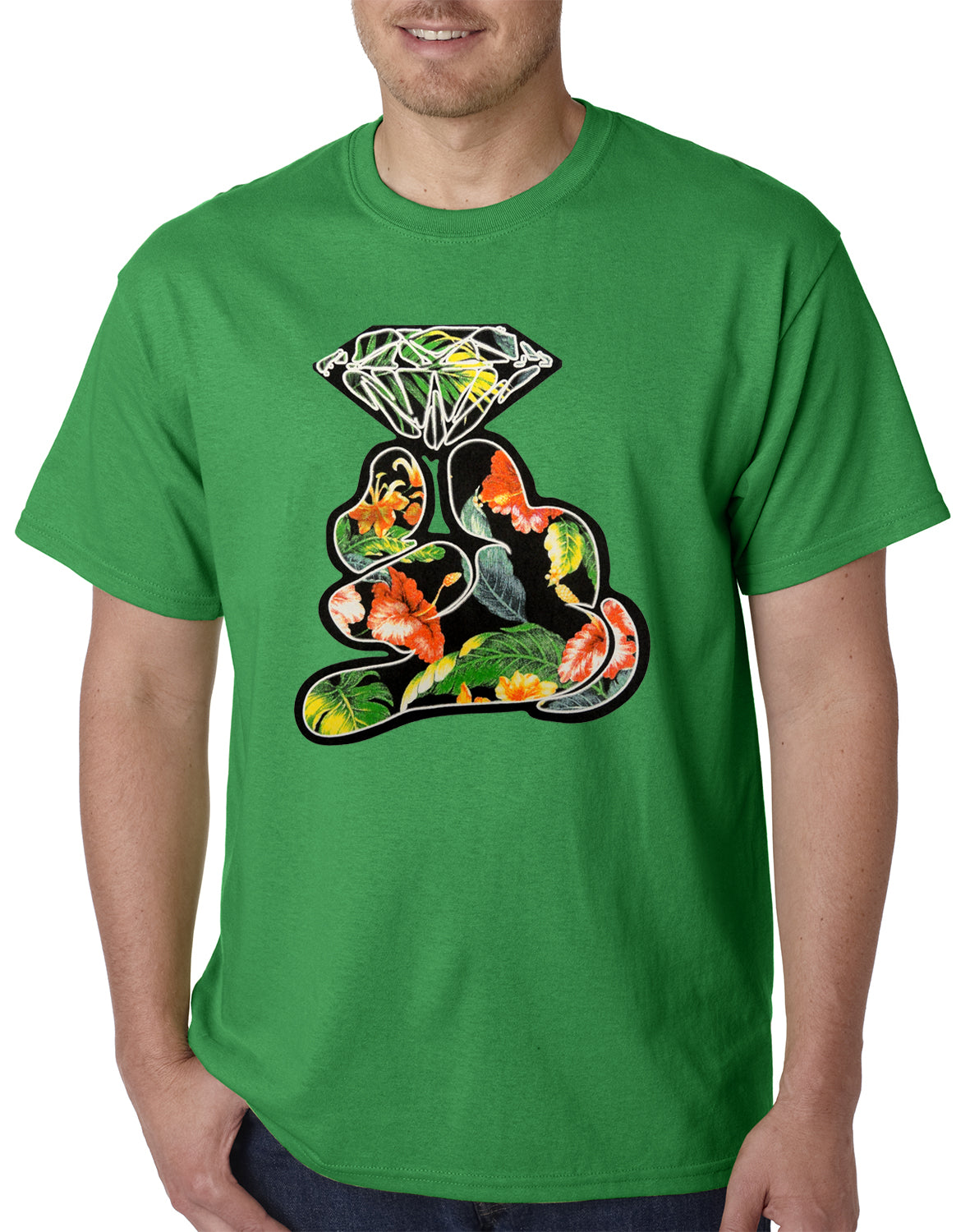 Floral Cartoon Diamond Hand Mens T-shirt