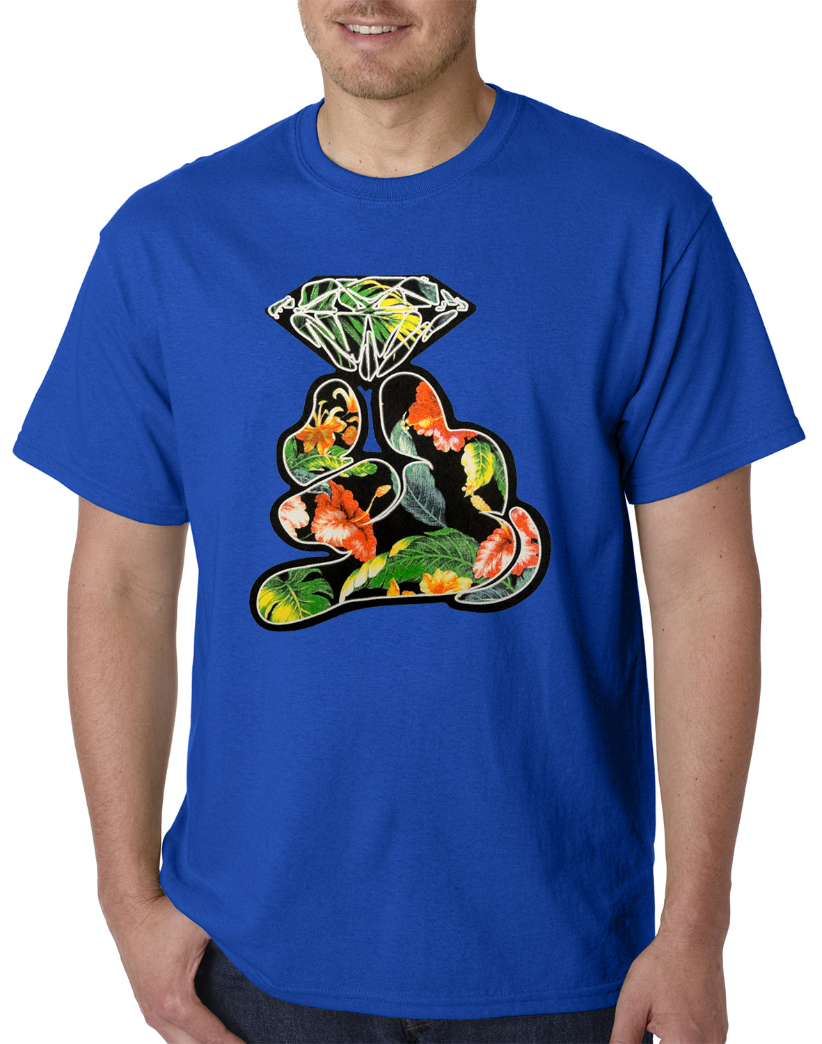 Floral Cartoon Diamond Hand Mens T-shirt