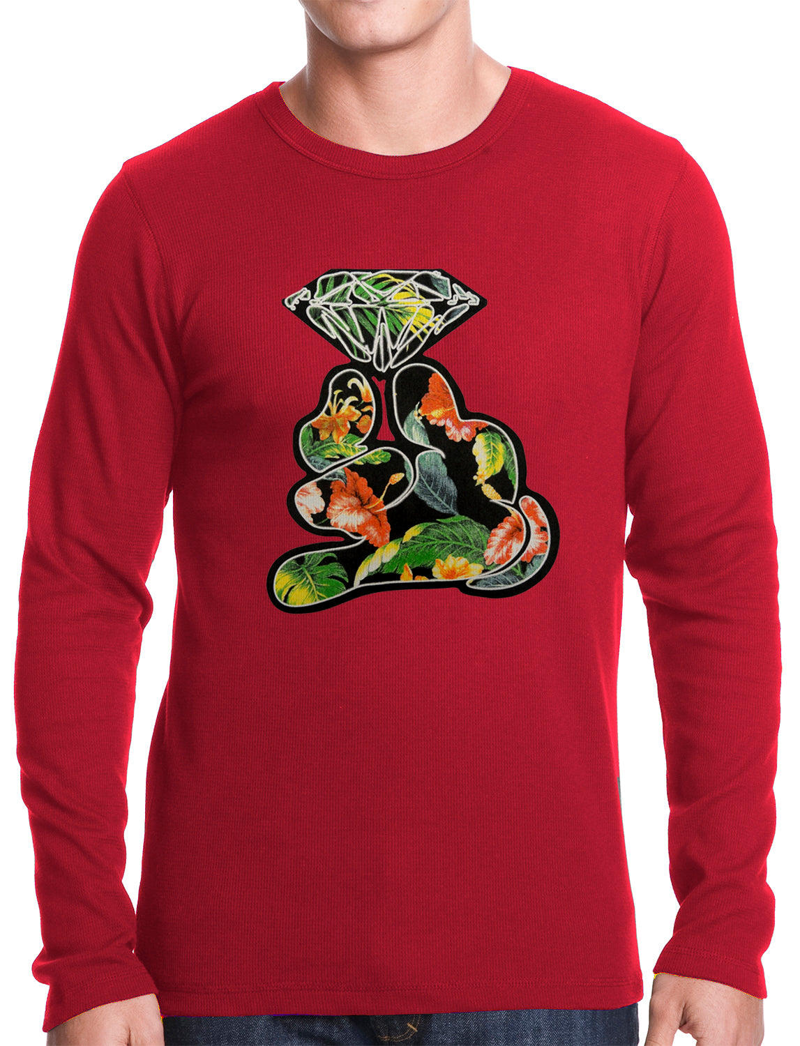 Floral Cartoon Diamond Hand Thermal Shirt