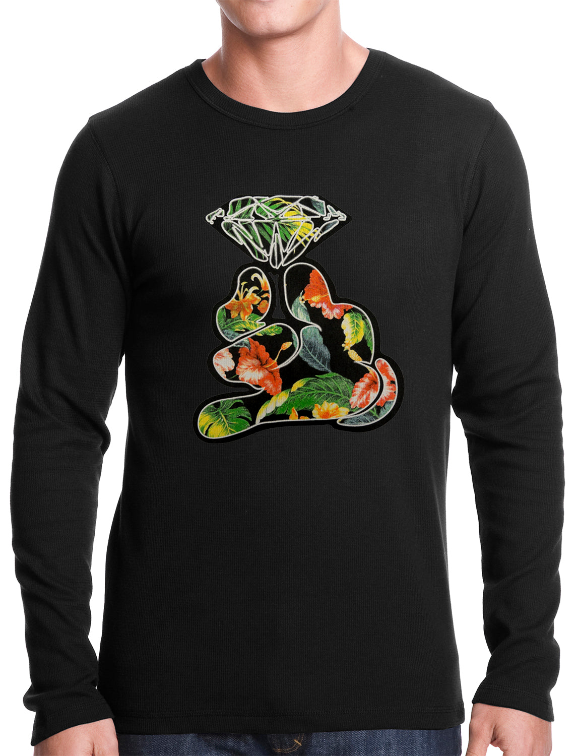 Floral Cartoon Diamond Hand Thermal Shirt