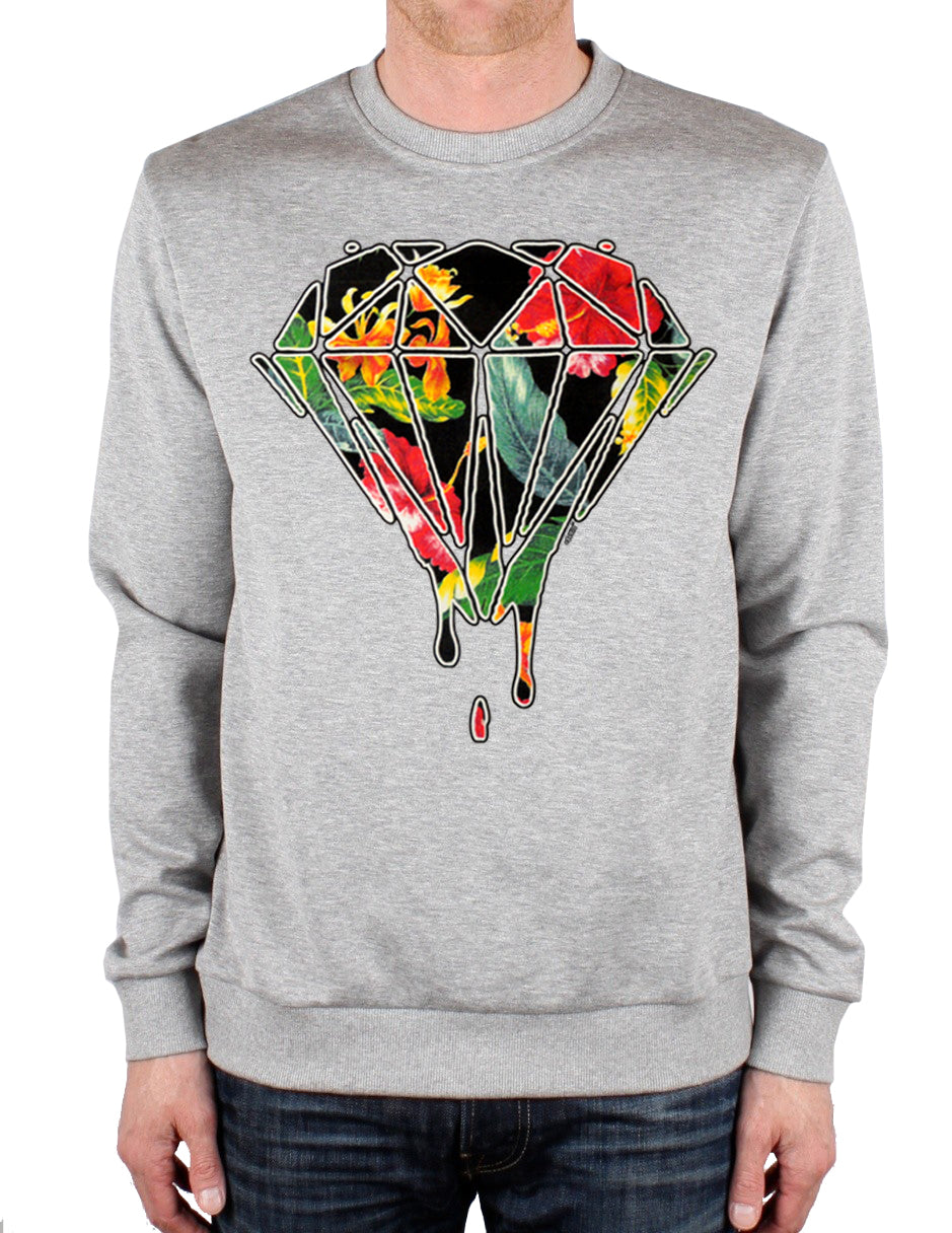 Floral Dripping Diamond Crew Neck Sweatshirt
