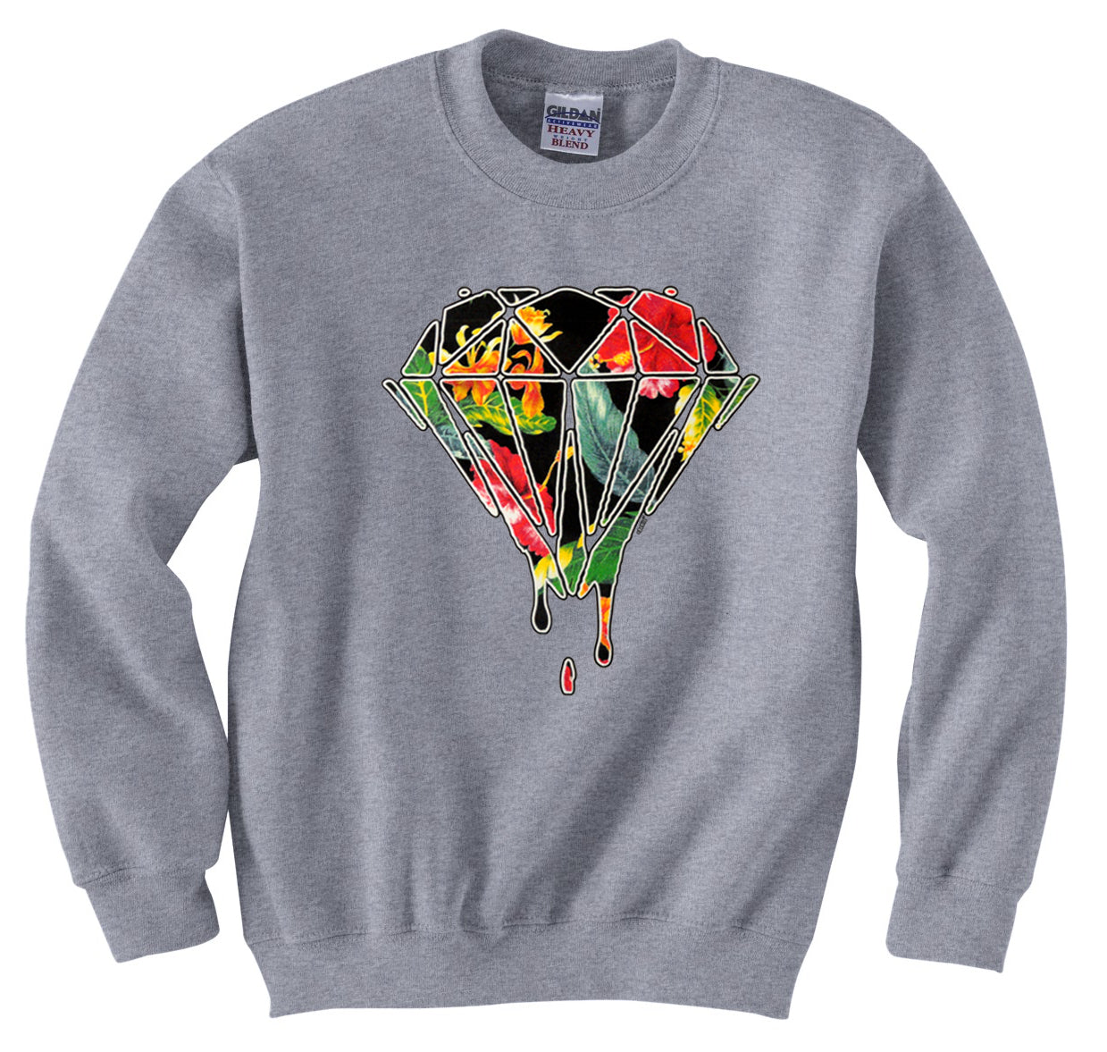 Floral Dripping Diamond Crew Neck Sweatshirt