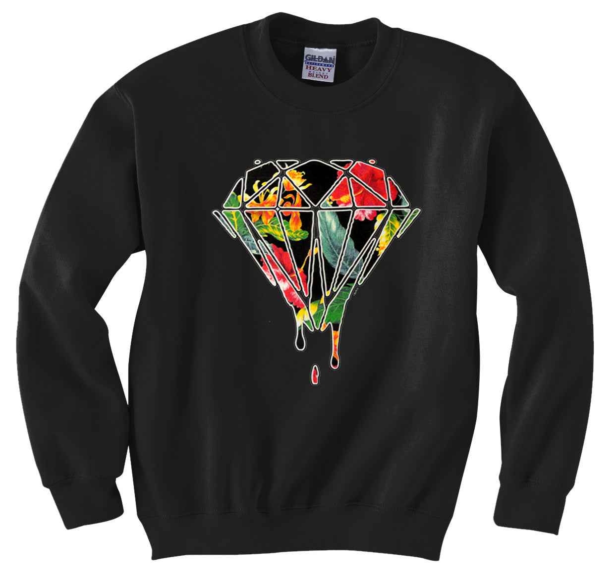 Floral Dripping Diamond Crew Neck Sweatshirt