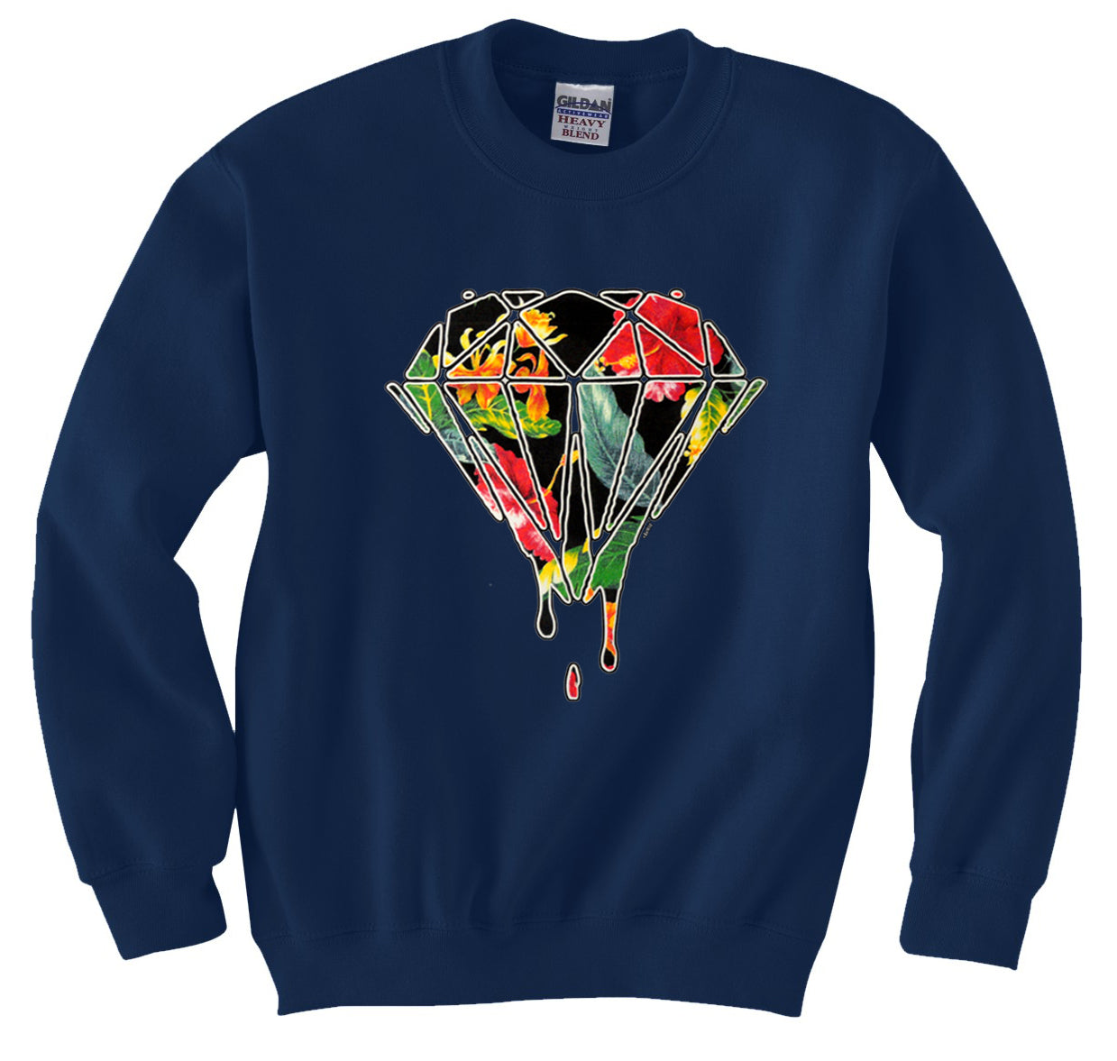 Floral Dripping Diamond Crew Neck Sweatshirt