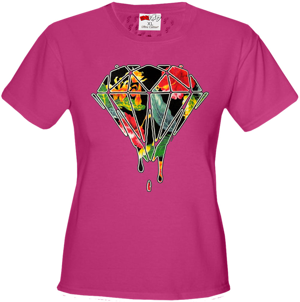 Floral Dripping Diamond Girl's T-Shirt